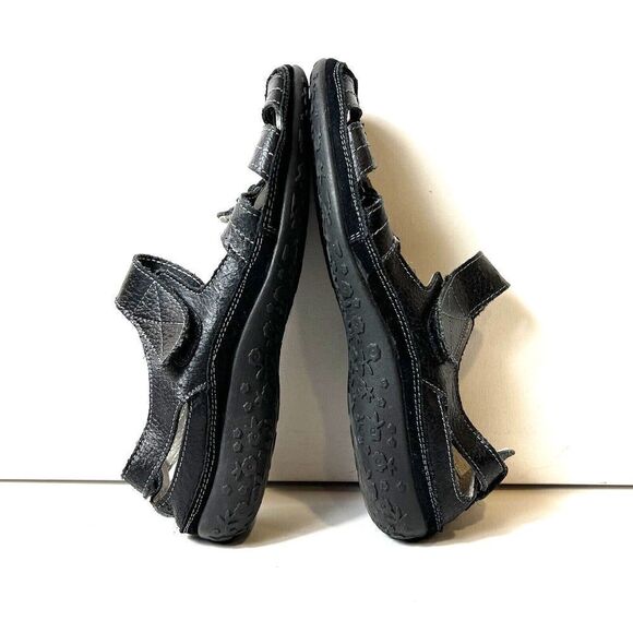 Spring Step Women EU 41 US 10.5 Black Leather Comfort Casual Flat Fisherman Shoe - Picture 6 of 12